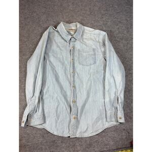 American Giant Chambray Button Up Shirt Mens Large Blue Utility Work Cowboy